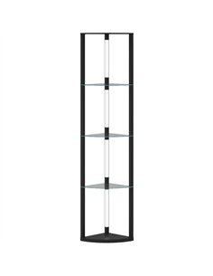 HOMCOM LED Floor Lamp with Shelves, Dimmable Standing Lamp with Foot Switch for Living Room, Bedroom, Black