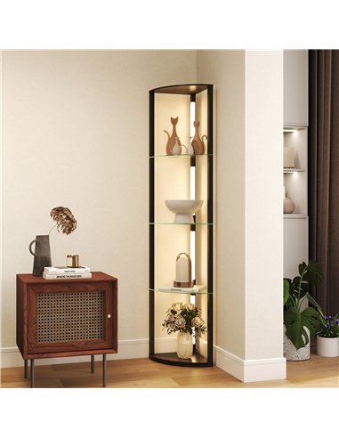 HOMCOM LED Floor Lamp with Shelves, Dimmable Standing Lamp with Foot Switch for Living Room, Bedroom, Black