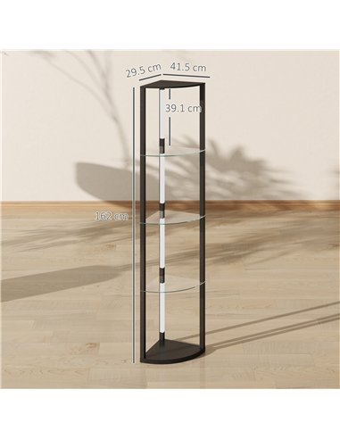HOMCOM LED Floor Lamp with Shelves, Dimmable Standing Lamp with Foot Switch for Living Room, Bedroom, Black