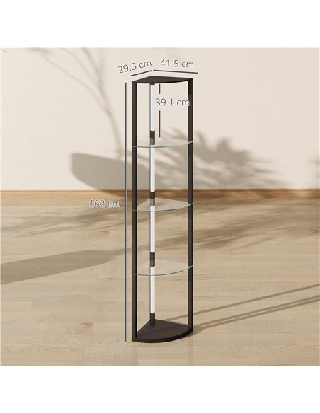 HOMCOM LED Floor Lamp with Shelves, Dimmable Standing Lamp with Foot Switch for Living Room, Bedroom, Black - pic 170630 | FastDaddyshop