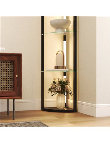 HOMCOM LED Floor Lamp with Shelves, Dimmable Standing Lamp with Foot Switch for Living Room, Bedroom, Black