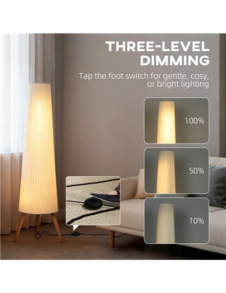 HOMCOM Three-Level Tripod Floor Lamp - White - pic 170649 | FastDaddyshop
