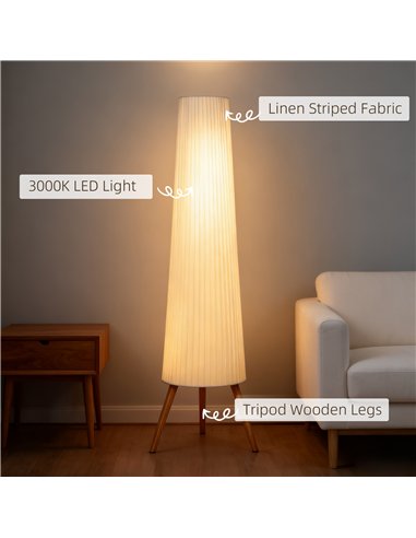 HOMCOM Three-Level Tripod Floor Lamp - White