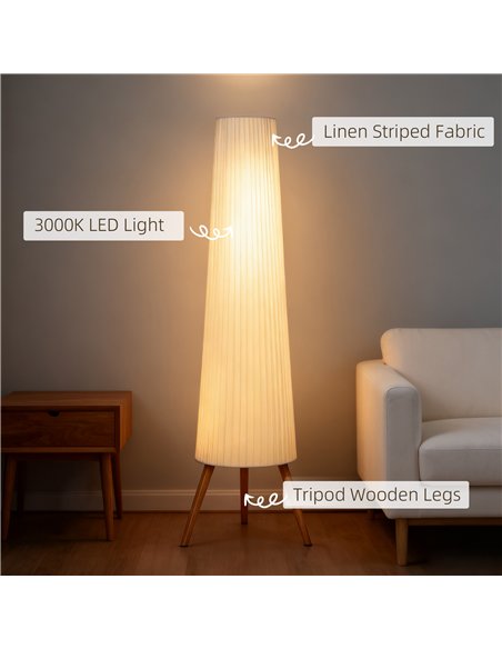 HOMCOM Three-Level Tripod Floor Lamp - White - pic 170650 | FastDaddyshop