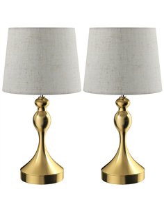 HOMCOM Bedside Lamps Set of 2, Modern Table Lamps with 3 Colour Temperatures, USB A+C Charging Ports and Linen Shade for Living 