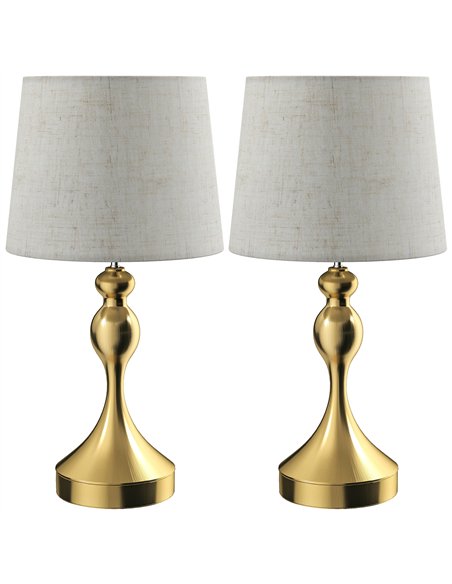 HOMCOM Bedside Lamps Set of 2, Modern Table Lamps with 3 Colour Temperatures, USB A+C Charging Ports and Linen Shade for Living  - pic 170655 | FastDaddyshop