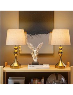 HOMCOM Bedside Lamps Set of 2, Modern Table Lamps with 3 Colour Temperatures, USB A+C Charging Ports and Linen Shade for Living  2