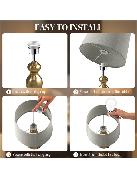 HOMCOM Bedside Lamps Set of 2, Modern Table Lamps with 3 Colour Temperatures, USB A+C Charging Ports and Linen Shade for Living  - pic 170661 | FastDaddyshop