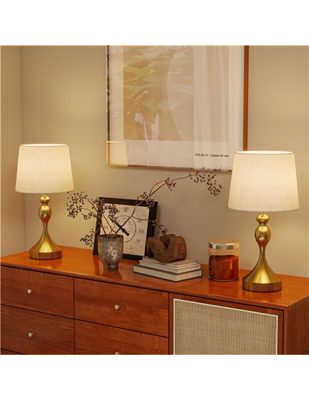 HOMCOM Bedside Lamps Set of 2, Modern Table Lamps with 3 Colour Temperatures, USB A+C Charging Ports and Linen Shade for Living  - pic 170662 | FastDaddyshop