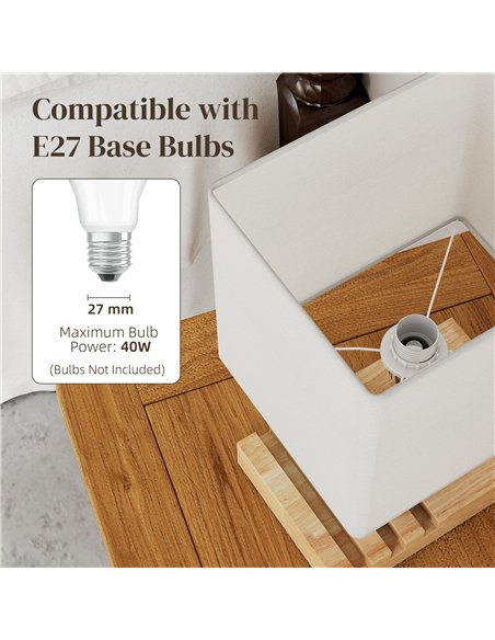 HOMCOM Bedside Lamp with USB A+C Charging Ports and 3 Phone Stands, Modern Table Lamp with Solid Wood Base and Fabric Shade for  - pic 170669 | FastDaddyshop
