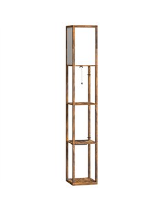 HOMCOM Floor Lamp with Shelves, 4 Layer Standing Lamp with USB Ports, 3 Colour Temperature, Rustic Brown