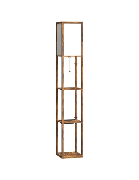 HOMCOM Floor Lamp with Shelves, 4 Layer Standing Lamp with USB Ports, 3 Colour Temperature, Rustic Brown - pic 170673 | FastDaddyshop