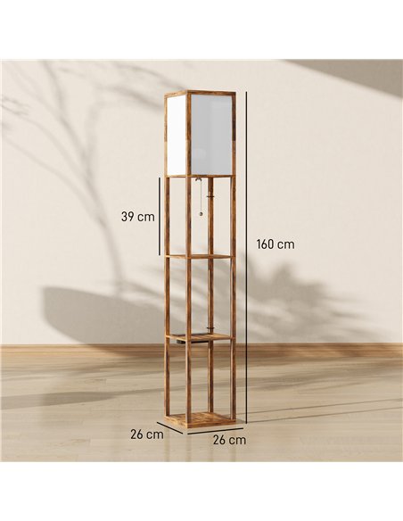HOMCOM Floor Lamp with Shelves, 4 Layer Standing Lamp with USB Ports, 3 Colour Temperature, Rustic Brown - pic 170675 | FastDaddyshop