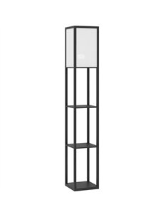 HOMCOM Floor Lamp with Shelves, 3 Layer Column Modern Standing Lamp for Living Room, Bedroom, Office, Bulb not Included, Black