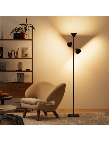 HOMCOM Three-Lamp Multi-Adjustable Floor Light - Black