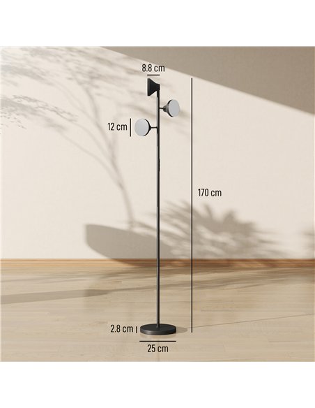 HOMCOM Three-Lamp Multi-Adjustable Floor Light - Black - pic 170702 | FastDaddyshop