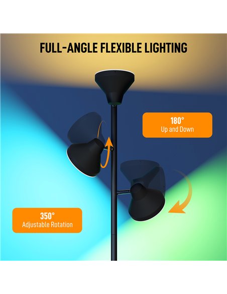 HOMCOM Three-Lamp Multi-Adjustable Floor Light - Black - pic 170704 | FastDaddyshop