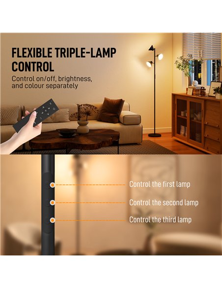 HOMCOM Three-Lamp Multi-Adjustable Floor Light - Black - pic 170705 | FastDaddyshop