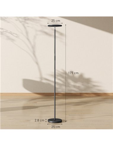 HOMCOM RGB Uplighter Floor Lamp, Tall Dimmable Standing Lamp with Remote & Touch Control, 350° Rotatable Head for Living Room Be