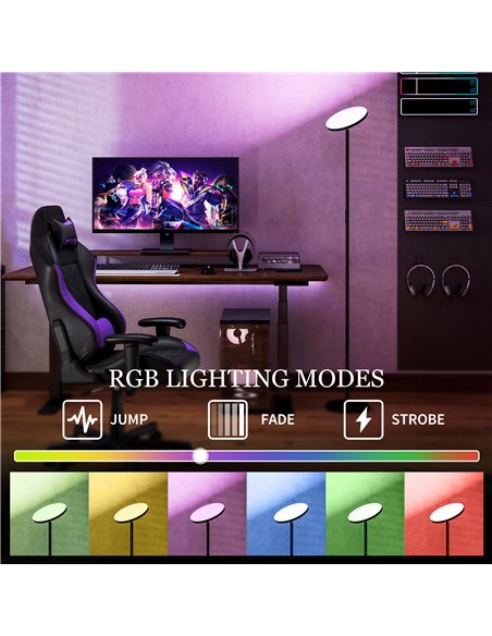 HOMCOM RGB Uplighter Floor Lamp, Tall Dimmable Standing Lamp with Remote & Touch Control, 350° Rotatable Head for Living Room Be - pic 170713 | FastDaddyshop