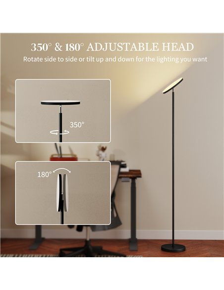HOMCOM RGB Uplighter Floor Lamp, Tall Dimmable Standing Lamp with Remote & Touch Control, 350° Rotatable Head for Living Room Be - pic 170714 | FastDaddyshop