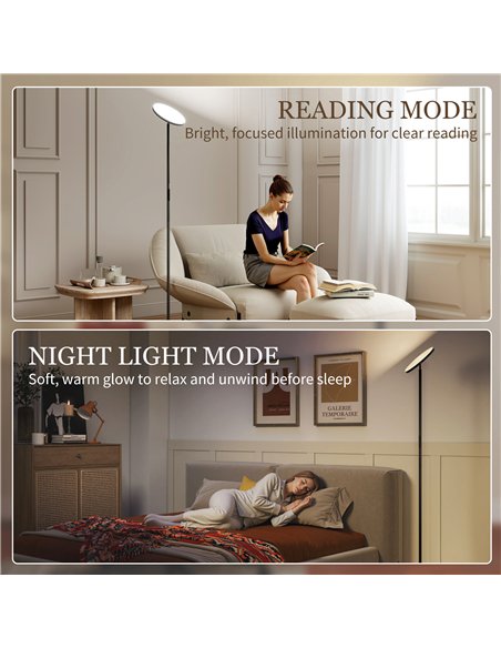 HOMCOM RGB Uplighter Floor Lamp, Tall Dimmable Standing Lamp with Remote & Touch Control, 350° Rotatable Head for Living Room Be - pic 170716 | FastDaddyshop