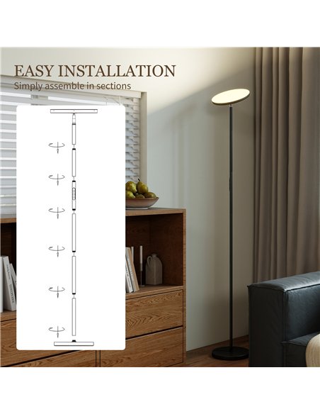 HOMCOM RGB Uplighter Floor Lamp, Tall Dimmable Standing Lamp with Remote & Touch Control, 350° Rotatable Head for Living Room Be - pic 170717 | FastDaddyshop