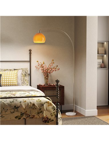 HOMCOM Floor Lamp for Living Room, Modern Standing Lamp with Shade & Foot Switch for Bedroom, Office, Orange
