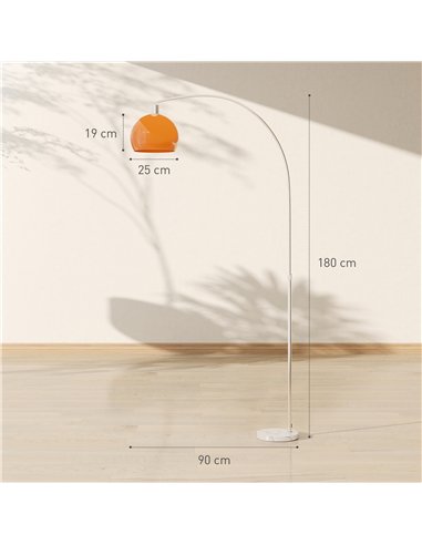 HOMCOM Floor Lamp for Living Room, Modern Standing Lamp with Shade & Foot Switch for Bedroom, Office, Orange