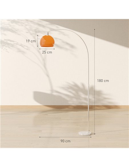 HOMCOM Floor Lamp for Living Room, Modern Standing Lamp with Shade & Foot Switch for Bedroom, Office, Orange - pic 170720 | FastDaddyshop
