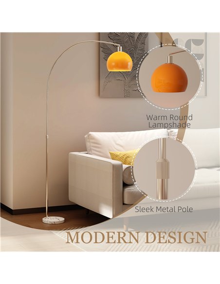 HOMCOM Floor Lamp for Living Room, Modern Standing Lamp with Shade & Foot Switch for Bedroom, Office, Orange - pic 170721 | FastDaddyshop