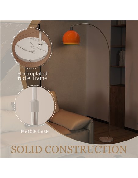 HOMCOM Floor Lamp for Living Room, Modern Standing Lamp with Shade & Foot Switch for Bedroom, Office, Orange - pic 170724 | FastDaddyshop