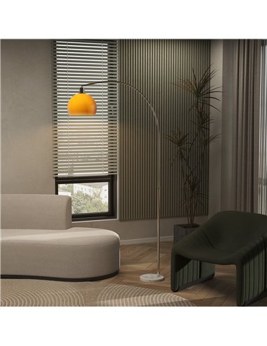 HOMCOM Floor Lamp for Living Room, Modern Standing Lamp with Shade & Foot Switch for Bedroom, Office, Orange