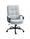 HOMCOM Double Padded Linen-Look Office Chair - Light Grey