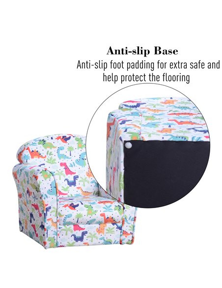 Homcom Kids Armchair, Sofa Tub Chair with Wooden Frame, Cartoon Dinosaur Pattern - pic 17073 | FastDaddyshop