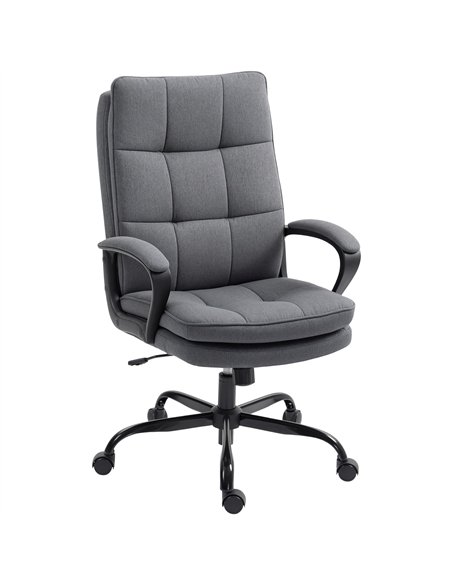 HOMCOM Double Padded Linen-Look Office Chair - Charcoal Grey - pic 170736 | FastDaddyshop