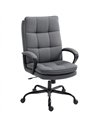 HOMCOM Double Padded Linen-Look Office Chair - Charcoal Grey