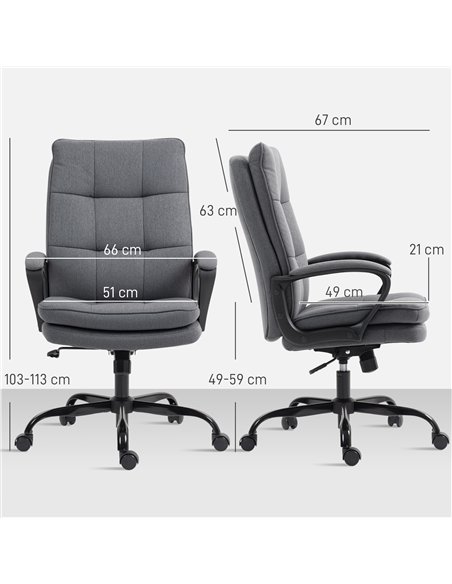 HOMCOM Double Padded Linen-Look Office Chair - Charcoal Grey - pic 170738 | FastDaddyshop