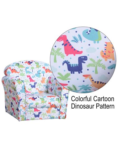 Homcom Kids Armchair, Sofa Tub Chair with Wooden Frame, Cartoon Dinosaur Pattern