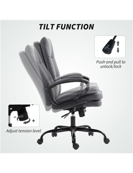 HOMCOM Double Padded Linen-Look Office Chair - Charcoal Grey - pic 170740 | FastDaddyshop