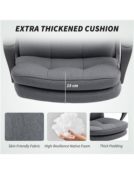 HOMCOM Double Padded Linen-Look Office Chair - Charcoal Grey - pic 170741 | FastDaddyshop
