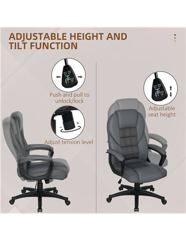 HOMCOM Faux Leather Office Chair - Charcoal Grey