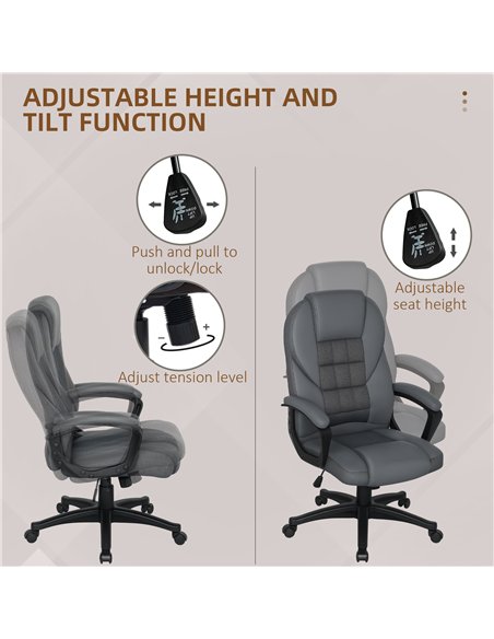 HOMCOM Faux Leather Office Chair - Charcoal Grey - pic 170748 | FastDaddyshop