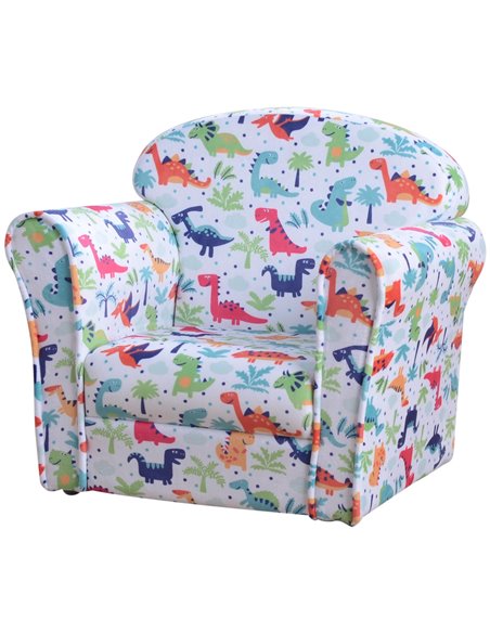 Homcom Kids Armchair, Sofa Tub Chair with Wooden Frame, Cartoon Dinosaur Pattern - pic 17075 | FastDaddyshop