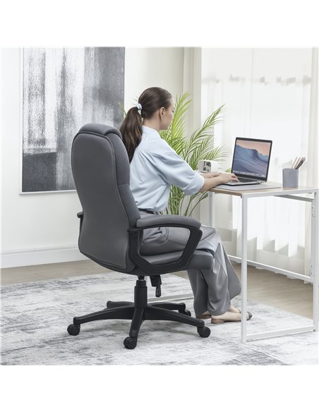HOMCOM Faux Leather Office Chair - Charcoal Grey - pic 170751 | FastDaddyshop