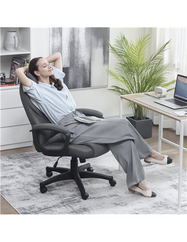 HOMCOM Faux Leather Office Chair - Charcoal Grey