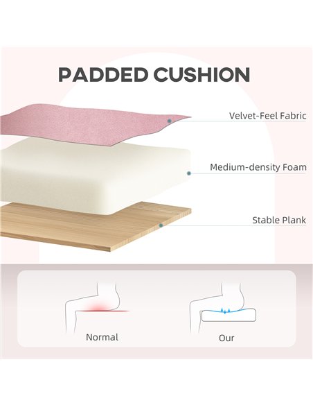 HOMCOM Velvet-Feel Tub Office Chair, with Seat Cushion - Dark Pink - pic 170757 | FastDaddyshop