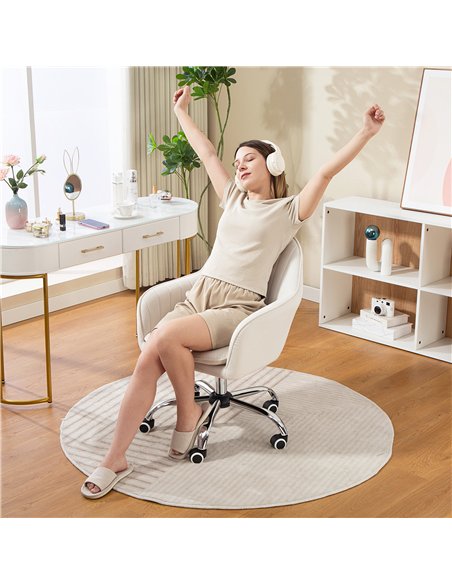 HOMCOM Velvet-Feel Office Chair with Adjustable Height and Wheels - Cream White - pic 170770 | FastDaddyshop