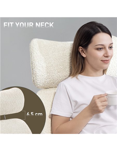 HOMCOM Office Chair with Adjustable Headrest, Spring Pack, Curved Line, Boucle Fabric - Pale Grey - pic 170778 | FastDaddyshop
