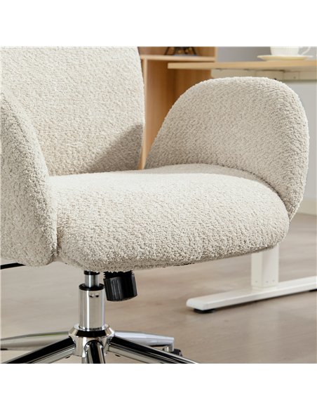 HOMCOM Office Chair with Adjustable Headrest, Spring Pack, Curved Line, Boucle Fabric - Pale Grey - pic 170780 | FastDaddyshop